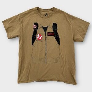 Ghostbusters Shirt Mens Large Spengler Costume Proton Pack Graphic Brown Cotton